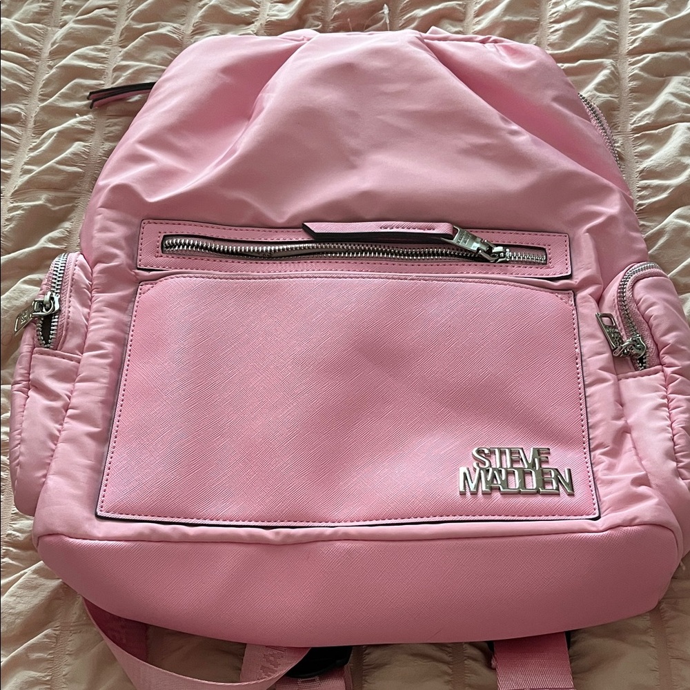 Steve Madden Light Pink Backpack with Silver Details